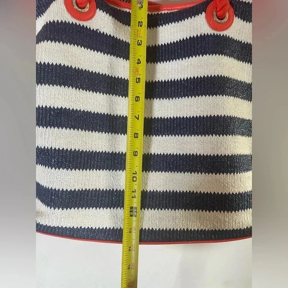 Vera Bradley Navy‎ and White Striped Beach Tote with Tassels GUC